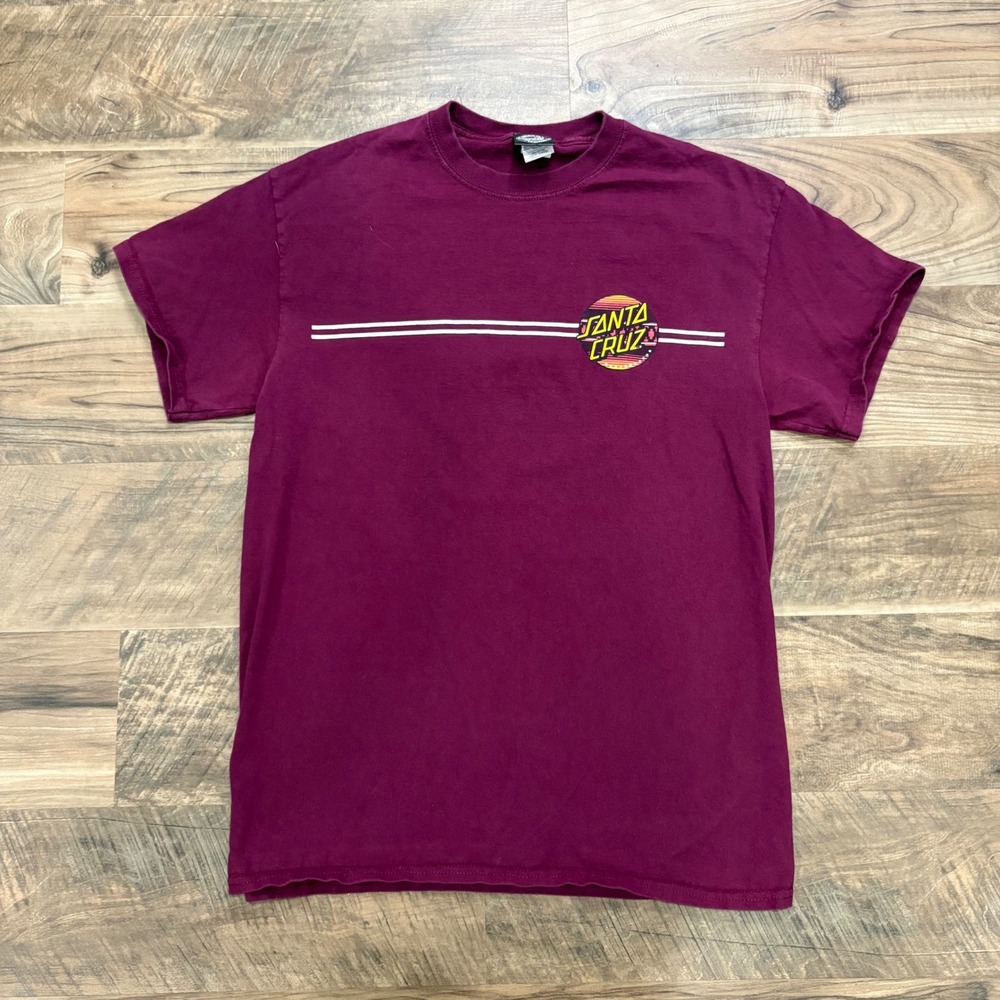 Vintage Y2K T-shirt Santa Cruz 2000s Skate Logo Mens M Maroon Graphic Skater Tee